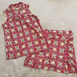 Sport Haley Coral & Cream Floral Golf, Tennis, pickleball Skirt and shirt set M